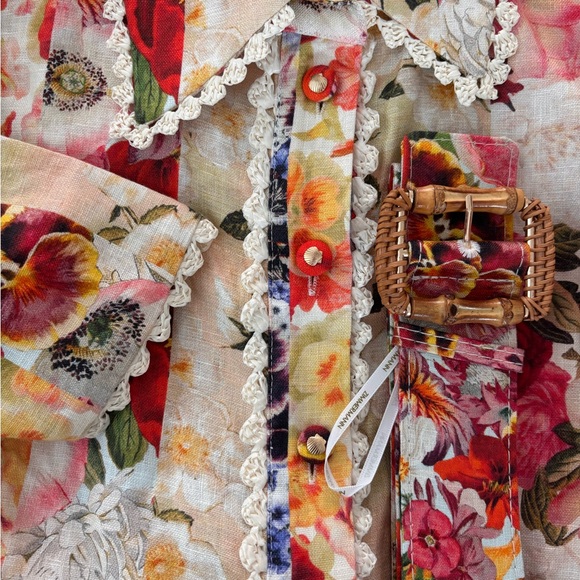 NWOT Zimmermann Wonderland Floral-print Linen Shirt Dress - Picture 10 of 10
